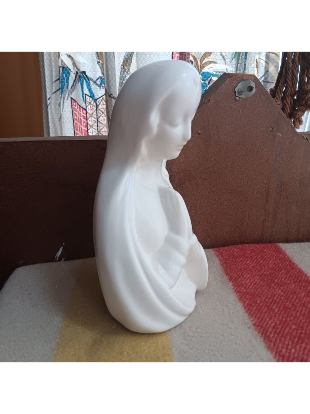 Vintage Ceramic Praying Virgin Mary Figurine Statue By Margie Handmade 8" 1970s